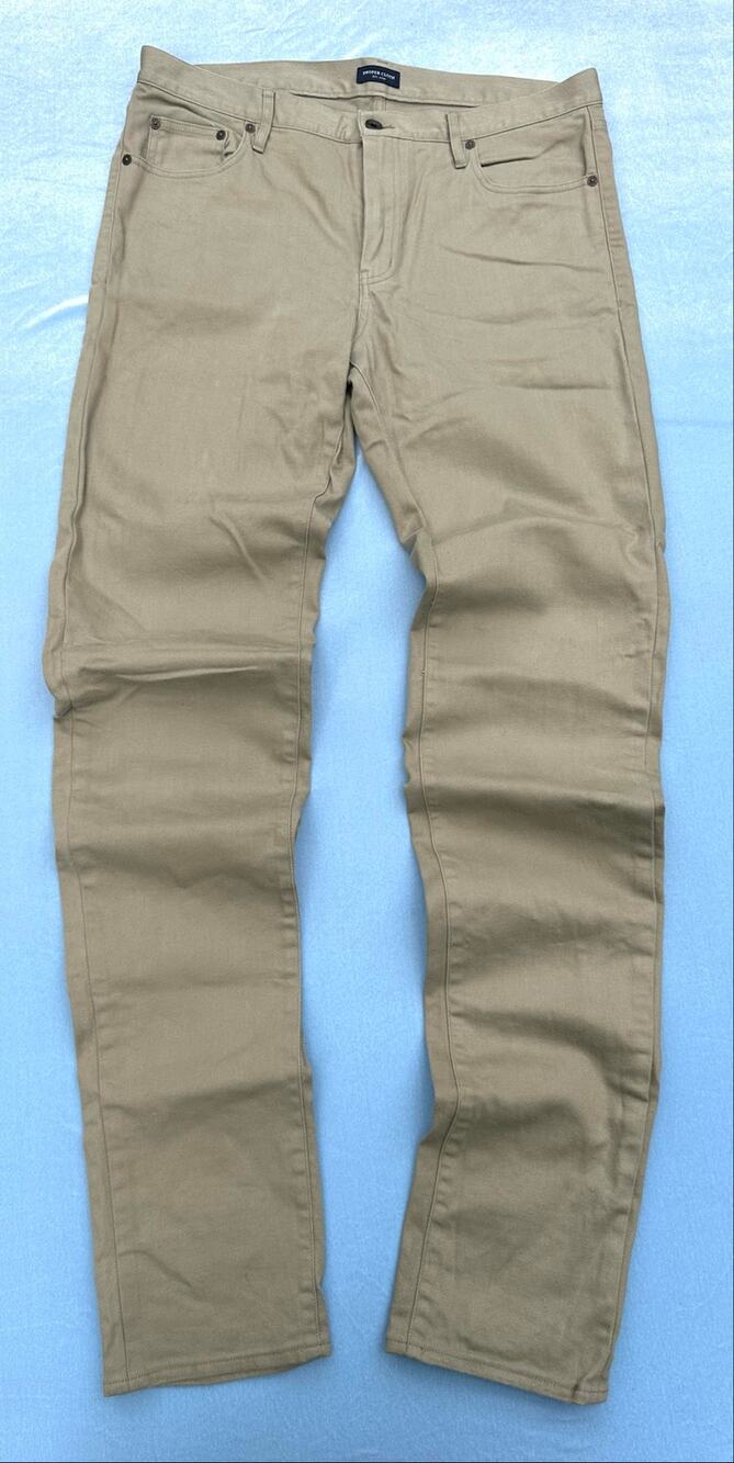 Proper Cloth Mens 5-Pocket Pants 35x37 Beige Italian Stretch Twill Chino